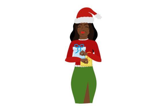 African-American Middle-Aged Woman - Carrying Gifts for Christmas
