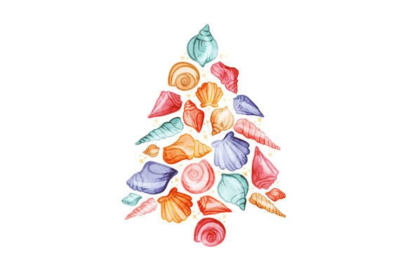Christmas Tree - Seashells Watercolor for Modern Content