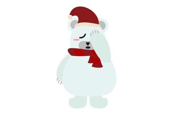 Face-Palming Christmas Polar Bear - Kawaii for Holiday Branding