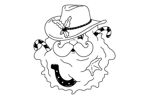 Farmhouse Christmas - Country Santa, Line Art for Holiday Branding