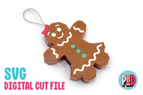 Gingerbread Woman 3D Paper Ornament for Christmas Crafts