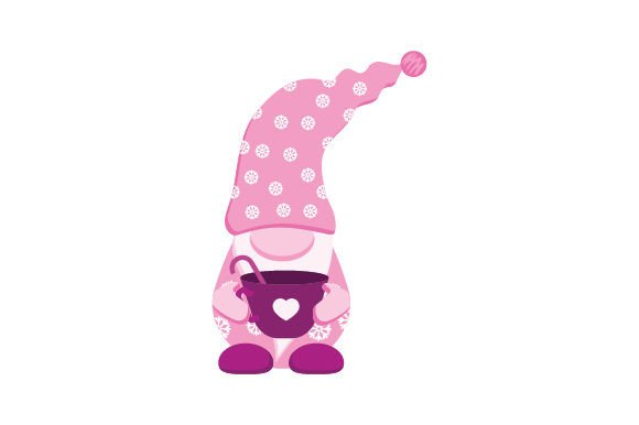 Gnome Holding a Cup of Coffee - Pink Christmas for Modern Blogs