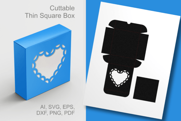 Heart Window Square Box Template for Gift Boxes & Editorial Design
