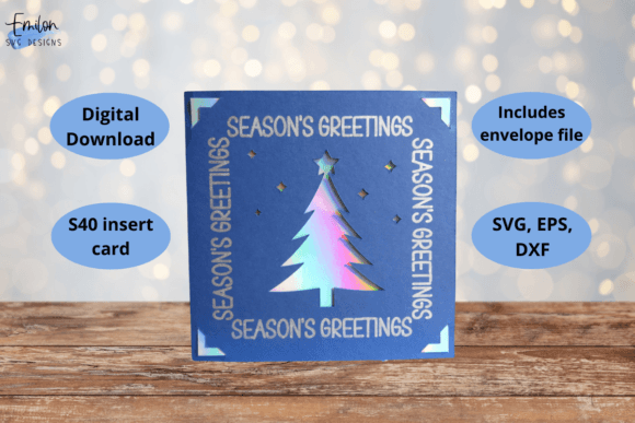 Season s Greetings Tree Insert Card SVG for Christmas Design