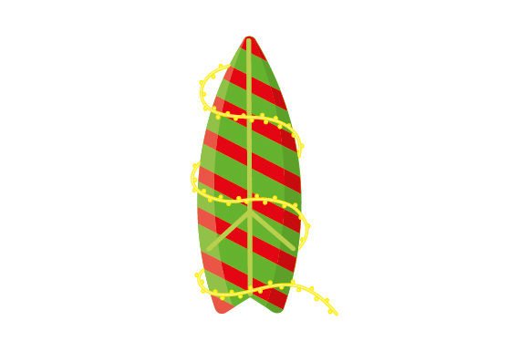 Tropical Christmas - Surfboard with Christmas Lights