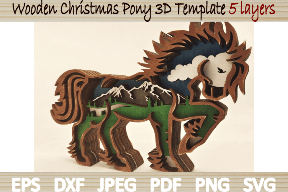Wooden Pony Christmas Ornament SVG for Winter Amp