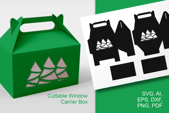 X-mas Trees Candy Carrier Box Template for Christmas Branding
